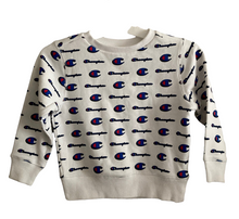 Load image into Gallery viewer, champion sweatshirt boys youth size 4 spellout white blue logo stretch