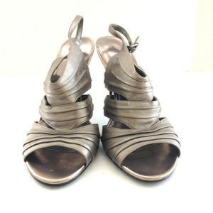Marc Fisher Dressy Womens Pewter Leather Slingback Heels 7.5
