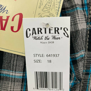 Carter's Watch The Wear Shorts Plaid Boys Size 18 Light Gray Blue Black Plaid