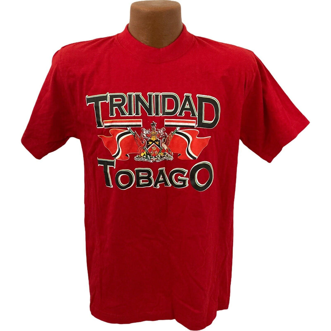 Vintage Trinidad & Tobago T Shirt Mens Size Small Red Carribean Tribal Creole