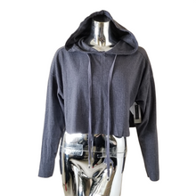 Load image into Gallery viewer, BP. Womens Charcoal Gray Long Sleeve Rib-Knit Crop Hoodie Sweatshirt Small NEW