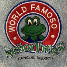 Load image into Gallery viewer, vintage 80s 90s Senor Frogs Cancun Mexico Denim Sleeveless Jean Jacket Vest XL