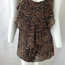 Load image into Gallery viewer, Mine Womens Brown Black Leopard Ruffled Sleeveless Blouse Size Large