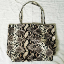 Load image into Gallery viewer, Saks Fifth Avenue Tote Womens Faux Python Snakeskin Large Bag