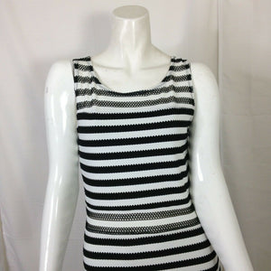 Womens Black and White Striped Dress Medium