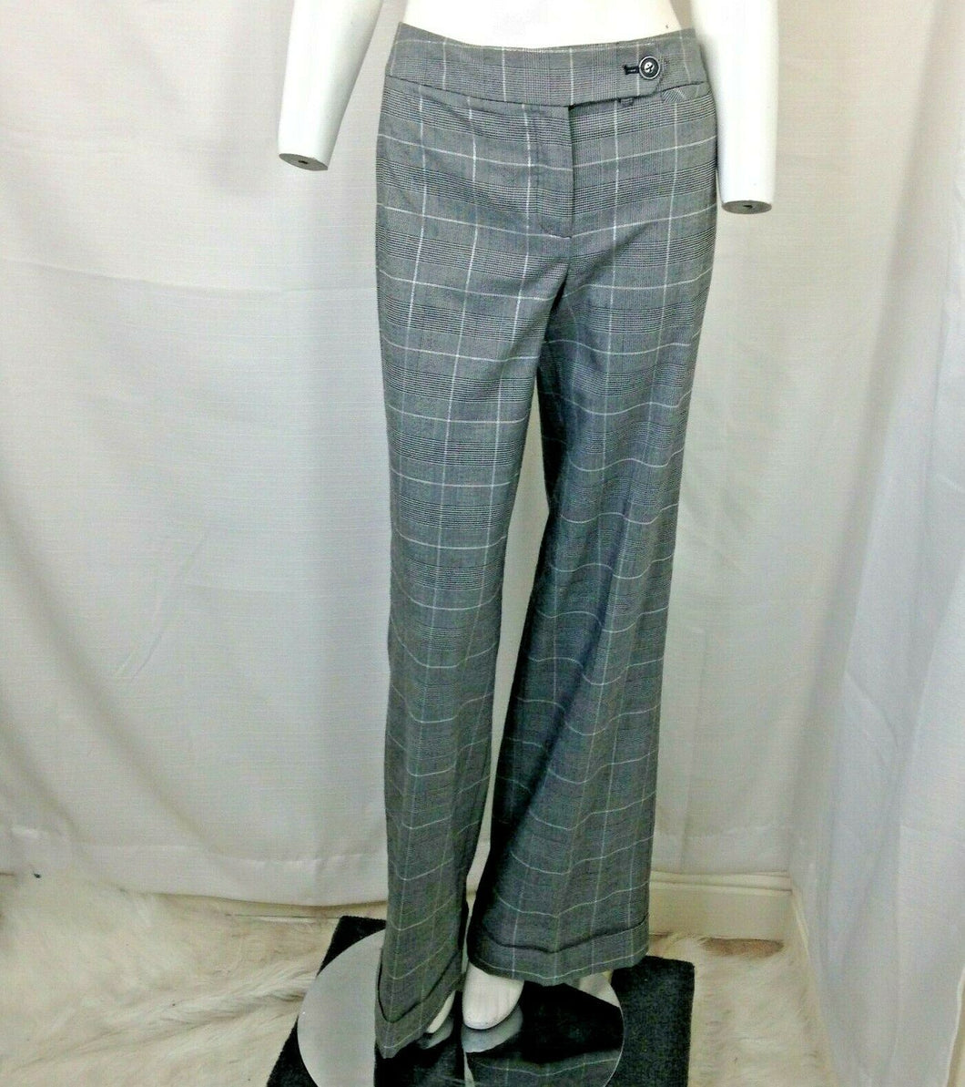 Isaac Mizrahi Womens Gray Black Silver Plaid Pants Size 6