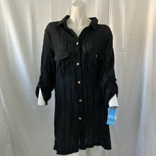 Load image into Gallery viewer, Dotti Beach Womens Button Black Down Blouse Size Large