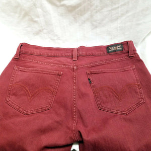 Levi's 524 Too Superlow Jeans Womens Burgundy Red Stretch Tapered Leg 13M
