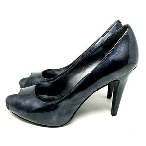 Nine West Dark Gray Metallic Open Toe Heel Size 9.5 M