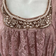 Load image into Gallery viewer, Studio Y Womens Pink Fancy Laced Beaded Pullover Blouse Small