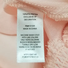Load image into Gallery viewer, Socialite Blouse Womens Pink Crochet Trim Semi-Sheer Smocked Cuffs/Hem Large NEW
