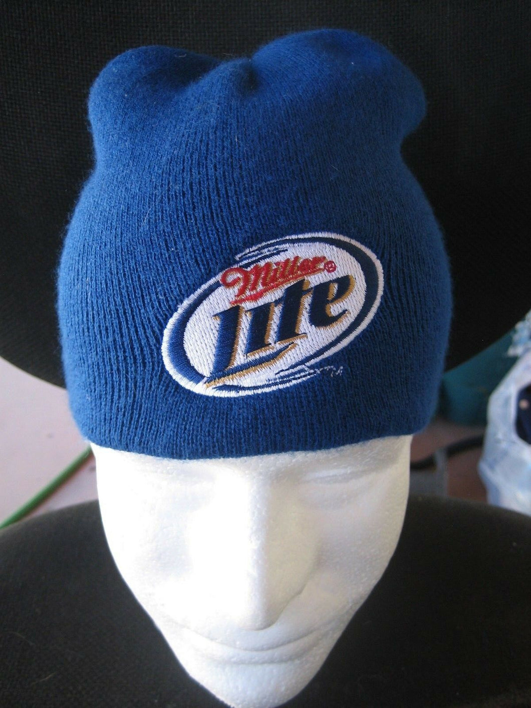 miller lite beer winter toque beanie hat blue adult
