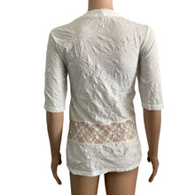 Load image into Gallery viewer, Maurices Top Open Front Womens Small White Lace Midriff Short Sleeve