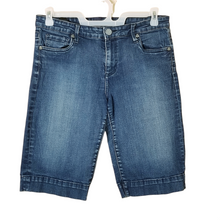 Load image into Gallery viewer, Kut From The Kloth Womens Blue Stretch Med Wash Mid Rise Denim Bermuda Shorts 12