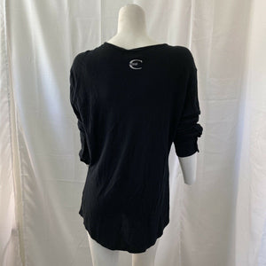 Just Cavali Womens Black Long Sleeve Top Size 52 Italy Medium US roberto cavali