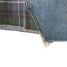 Load image into Gallery viewer, Pull &amp; Bear Denim Skirt Micro Mini two tone plaid Green Blue Small Asymmetrical