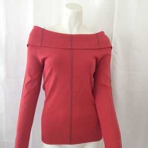 Studio G Women's Rust Colored Red Orange Off Shoulder Sweater Small