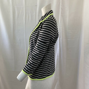 Olsenboyle Womens Black and Gray Striped Blazer Style Jacket Size Medium