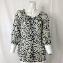 Load image into Gallery viewer, East Fifth Petites womens Black and White Zebra Print Blouse Large Petite