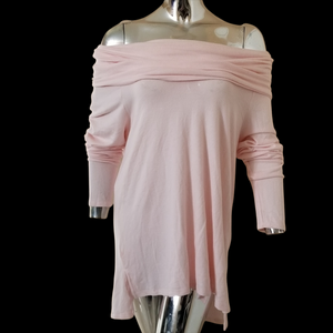 Gibsonlook Sweater Womens Pink Convertible Neckline Brushed Knit Hi-Low Medium