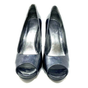 Nine West Dark Gray Metallic Open Toe Heel Size 9.5 M