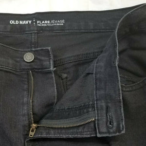 Old Navy Jeans Flare Raw Hem Womens Black Size 14 Reg Distressed