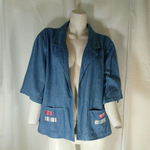 Capistrano Jeans Womens Vintage Open Front Denim Jacket 20W