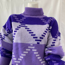 Load image into Gallery viewer, Vintage 80s Charlayne NY Womens Purple Turtle Neck Sweater Large