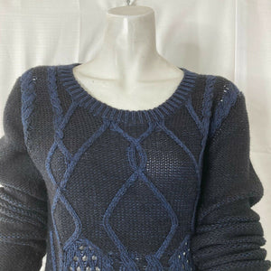 Olive + Oak Womens Dark Blue Cable Knit Style Pullover Sweater Size Small