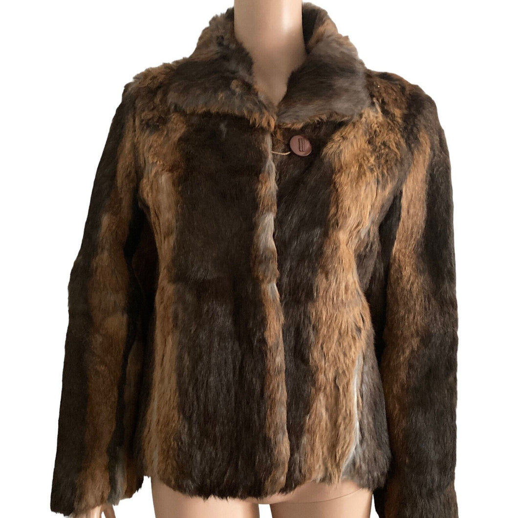 Vintage Split End Limited Rabbit Fur Jacket Medium Dark Light Brown