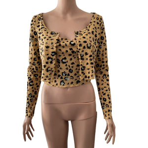 BP Top Womens Small Twofer Animal Print Ribbed Stretch