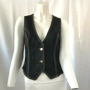 Saturday Womens Black Denim Vest Medium