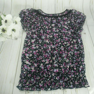 Maurices Womens Purple and Black Floral Blouse Medium