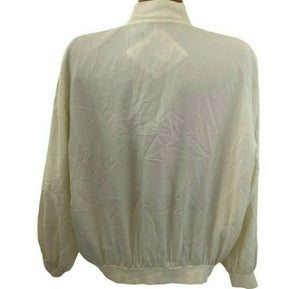 Vintage 90s Volare Mens 100% White Silk Zip Front Jacket Size Medium