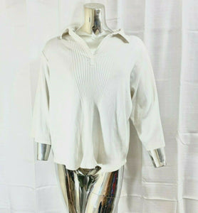 Denim & Co. Women's White Quarter Sleeve White Casual Top Size Large