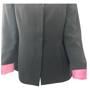 Kasper ASL Blazer Single Breasted Black Pink Accents Womens Petite Size 4