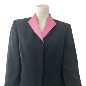 Kasper ASL Blazer Single Breasted Black Pink Accents Womens Petite Size 4