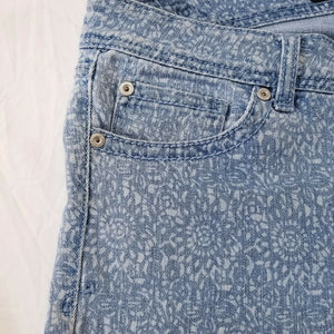 VTG Jordache Jeans Skinny Crop Womens Floral Aztec Print Mid-Rise Stretch Sz 12