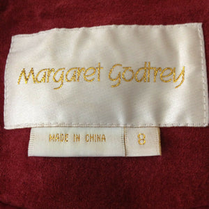Vintage Margaret Godfrey Womens Burgundy Button Front Suede Jacket 8