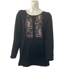 Load image into Gallery viewer, karl lagerfeld paris blouse lace front womens black Size medium