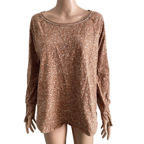 Frye & Co Shirt Womens 1X Brown Floral Pullover Stretch