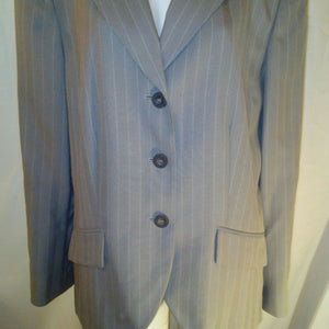 Emma James Suits Womens Plus Sized Gray Pinstriped Suit Jacket Size 16