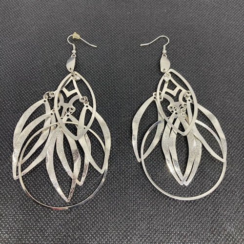 Silver Tone Sparkle Boho Chic Hanging Earrings