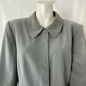 Vintage John Meyer of Norwich Womens Embroidered Gray Top Blazer Size 12