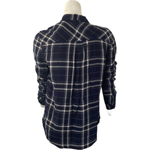 Paige Shirt Plaid Button Front Womens Black and White Size XS