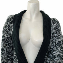 Load image into Gallery viewer, Vintage Cardigan Sweater Everest Black White Womens Size Medium Plunging V Neck