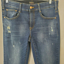 Load image into Gallery viewer, Brappers 30th Anniversary Distressed Dark Blue Raw Hemline Jeans Size Large 30