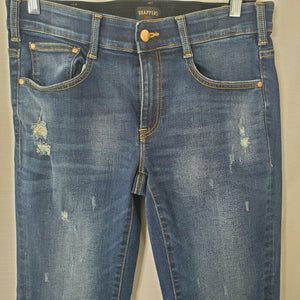 Brappers 30th Anniversary Distressed Dark Blue Raw Hemline Jeans Size Large 30