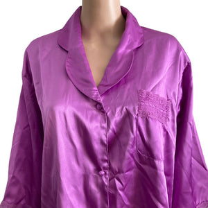 Vintage Suzanne Somers Loungewear Collection Pajama Sleep Shirt Satin Purple New