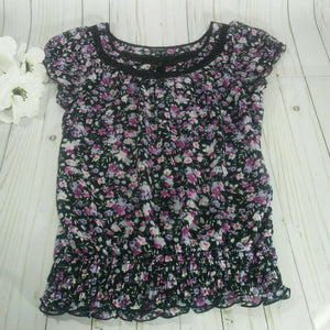 Maurices Womens Purple and Black Floral Blouse Medium